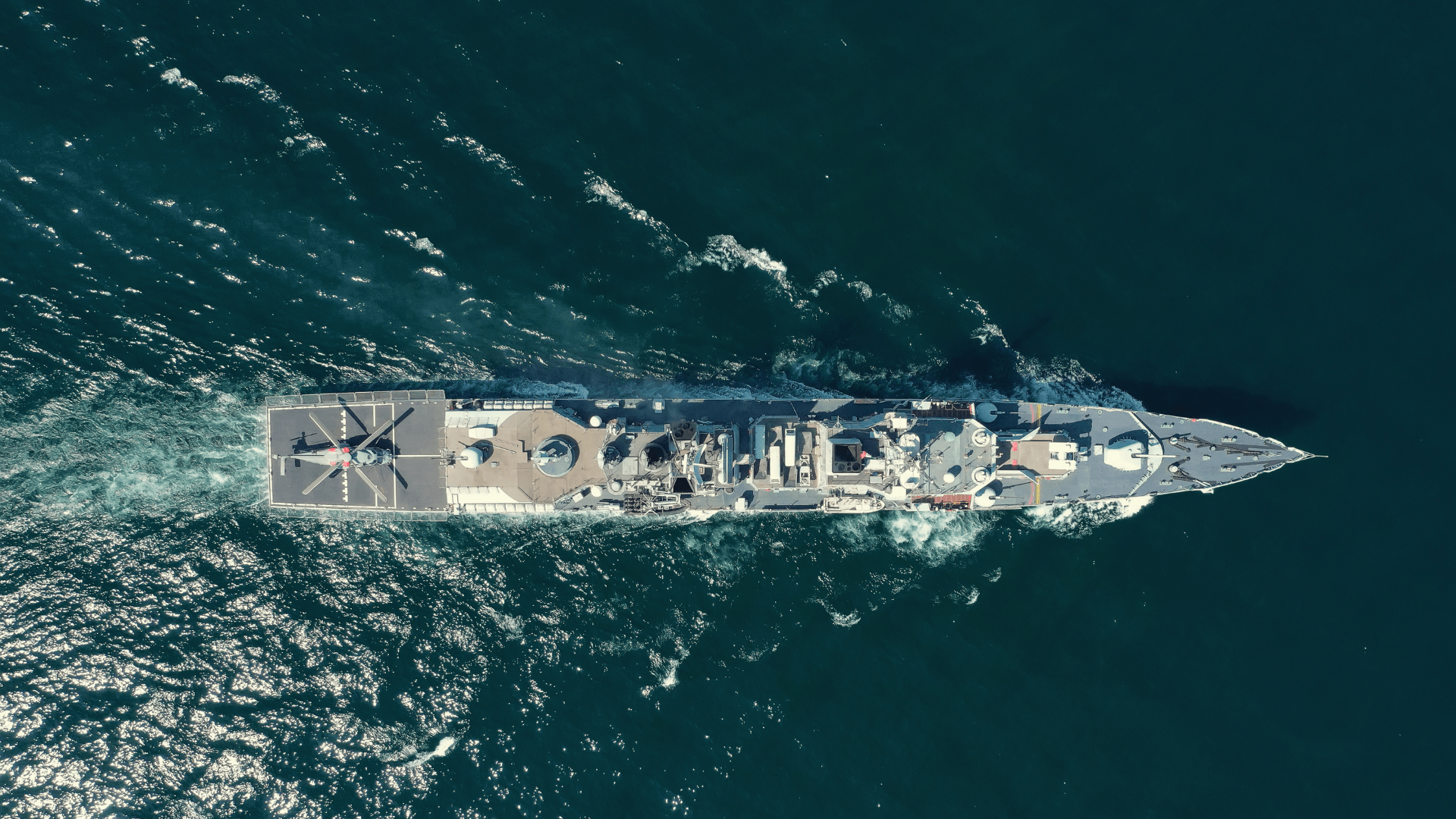 US Navy Ship Aerial View