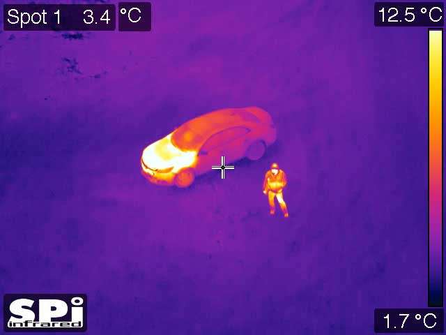 thermal imaging on gimbal over car and person