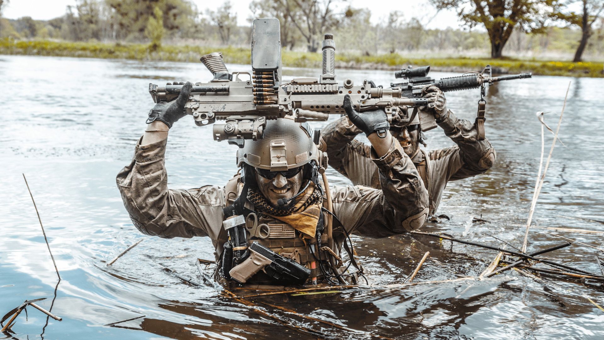 socom soldier sin waist deep water