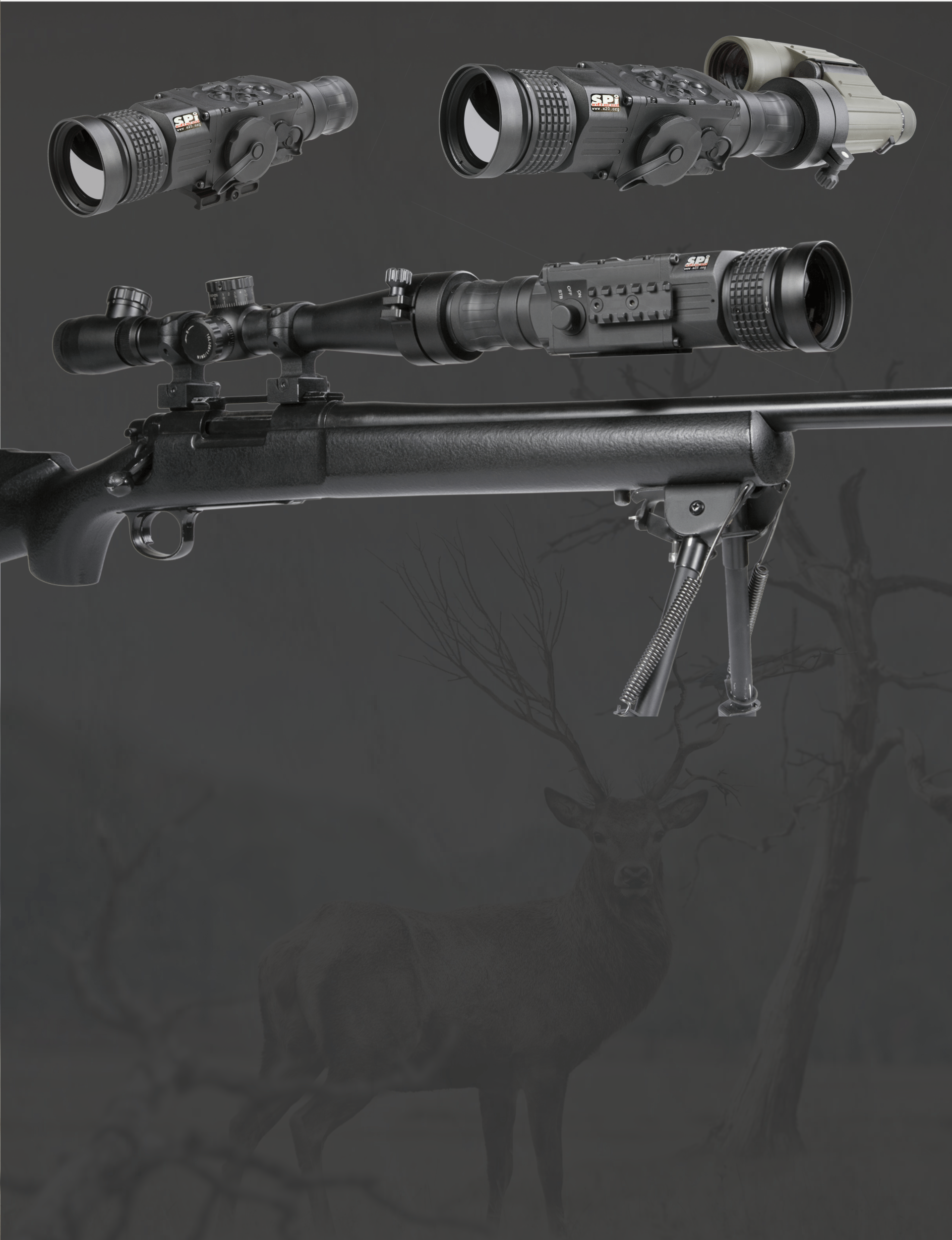 This clip-on scope operates with a FLIR Tau 2 17µm uncooled microbolometer, offering a resolution of 336 x 256.