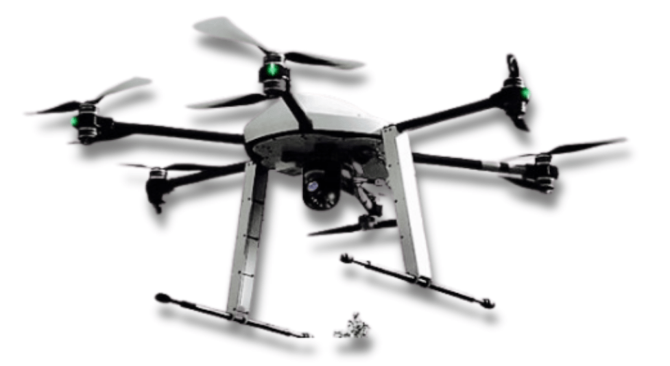multicopter drone with thermal gimbal camera attached