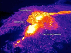 thermal image of lava fountain
