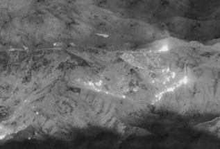 thermal image of mountain with visible hotspots