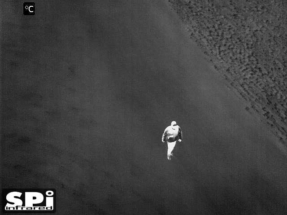 thermal aerial image of a man in road