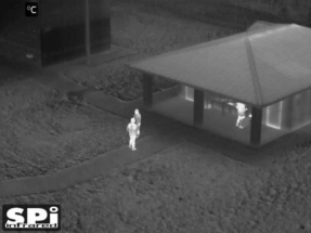 thermal aerial PTZ image of 2 men in a building