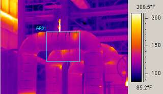 thermal image of metal pipes
