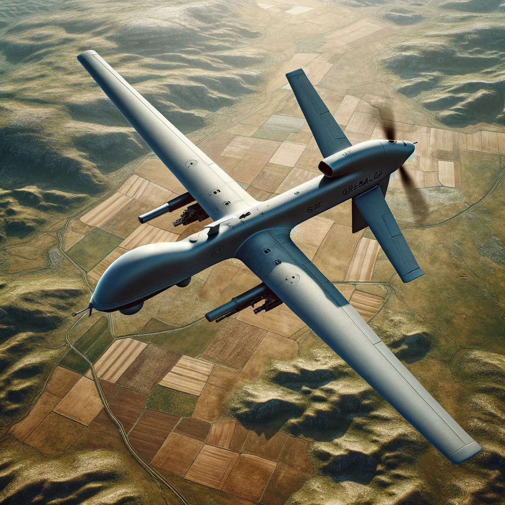 thermal military UAV over a field