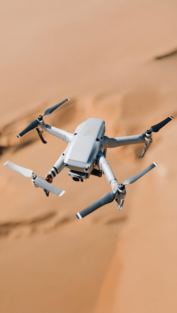 search and rescue drone over a desert